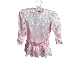 Miss Quality Vintage 80’s Pink Lace Trimmed Tunic Satin Boho Prarie